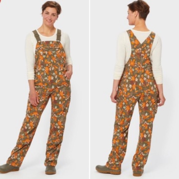 NWT Duluth Large x29”L Heirloom Gardening Lined Bib Overalls Loden Autumn Leaves - Picture 10 of 10